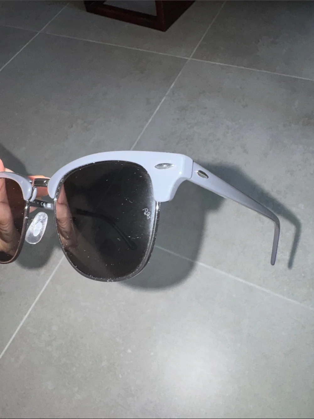 Ray-Ban Clubmaster Sunglasses in Light Gray with Black Lenses